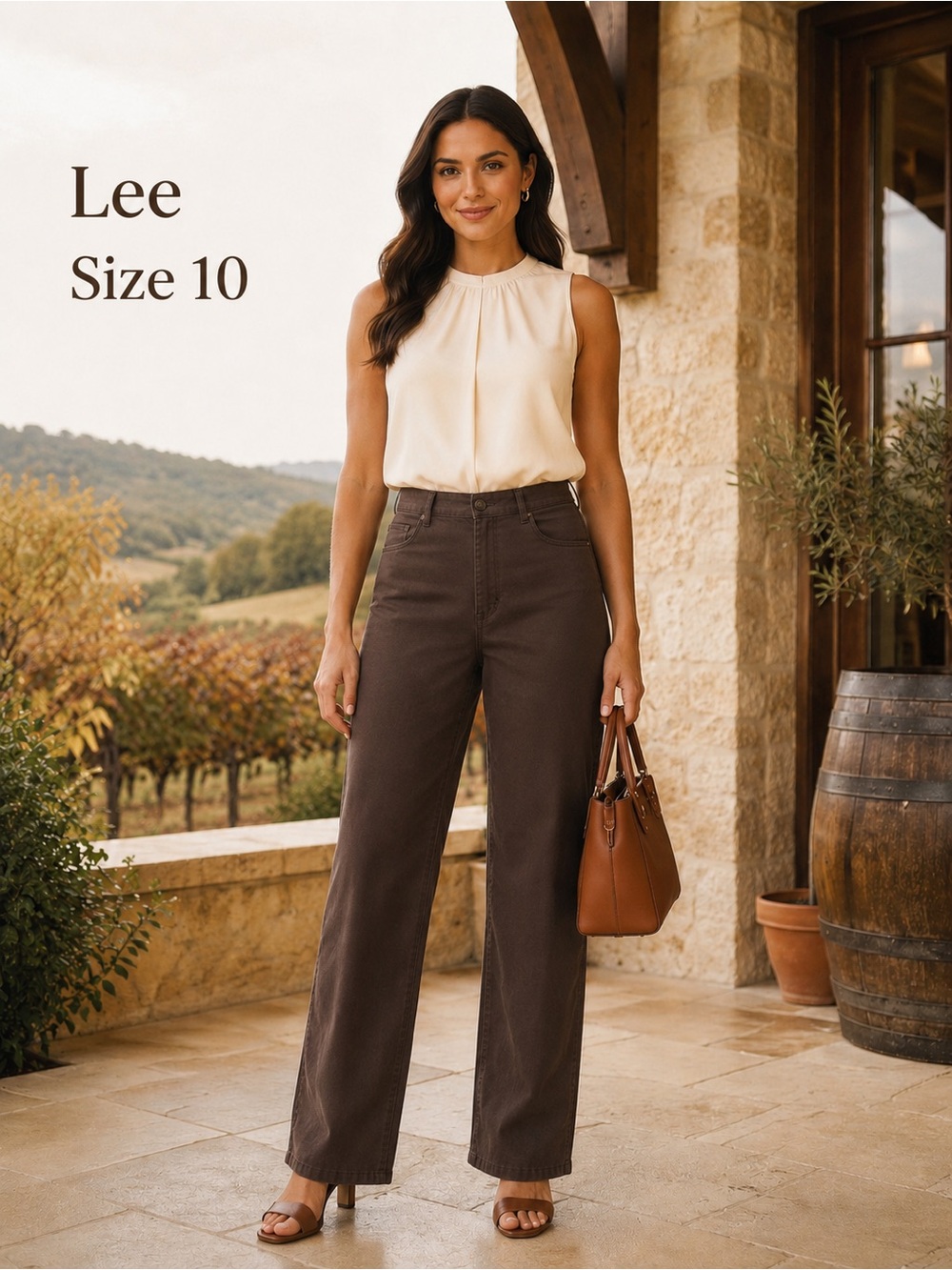 Lee Relaxed Fit Chocolate Brown High Rise Straight Leg Pants Size 10